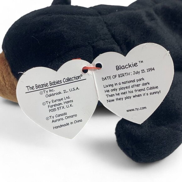 TY Beanie Babies "Blackie" The Black Bear 8" Plush Toy Collectible 1993 NWT - Picture 2 of 6